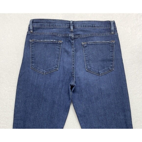 Frame Le High Straight Jeans Women's Size 30 Distressed Hem Stretch Blue Denim - Picture 11 of 12